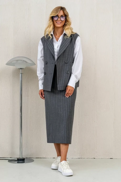 Юбочный костюм Barti 24-14 серый тройка #1