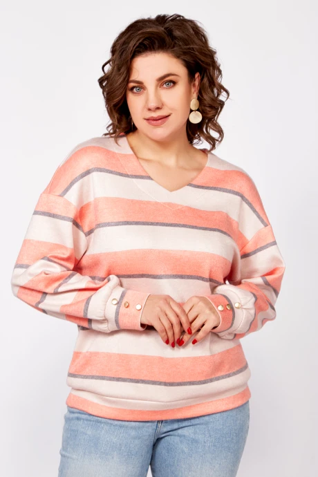 Джемпер (кофта) Swallow 800.4 Полоска кремово-бежевая/серая/лососевая #1