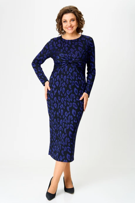 Вечернее трикотажное платье Кокетка и К 1256 черный/синий #1