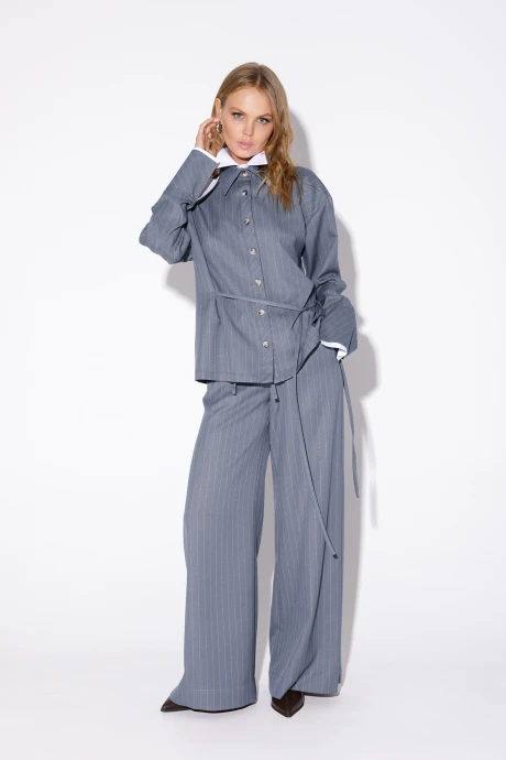 Брючный костюм PiRS 5504 Серо-голубой двойка #1