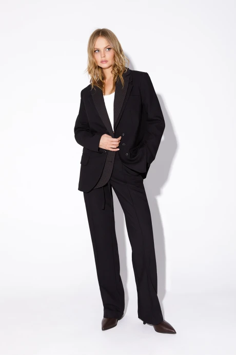 Брючный костюм PiRS 5501 черный + бежевая клетка двойка #1