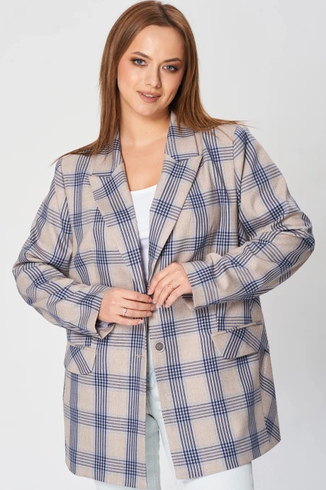 Жакет (пиджак) оверсайз TVIN 7684Ж голубая клетка #1
