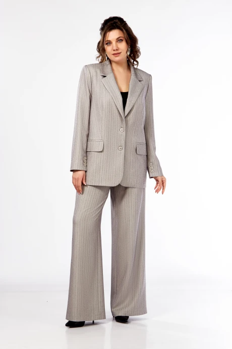 Брючный костюм Ольга Стиль 903 светло-серый двойка #1