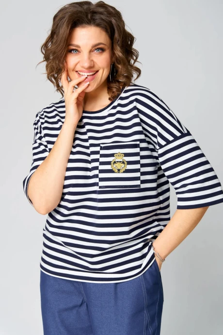 Блузка ANDINA CITY 3011-25 синий/белый #1