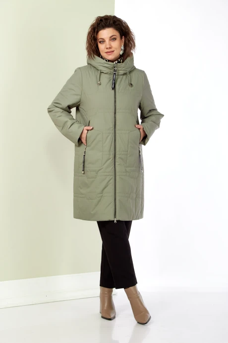 Удлиненная стеганая куртка Shetti 2180 светлая олива #1