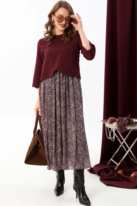Платье NikVa 740-14 винная абстракция #1