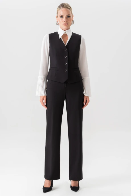 Брючный костюм ЮРС 24-419-1 черный тройка #1