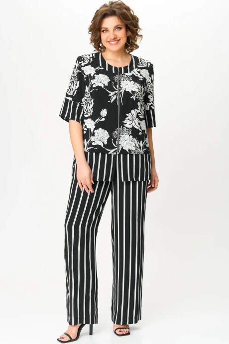 Брючный костюм Дали 7024.2 чёрно-белый двойка #1