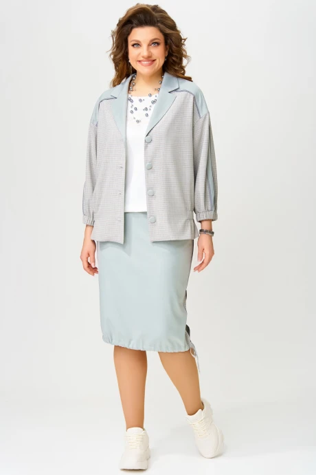 Юбочный костюм FITA 4031 серо-мятный тройка #1