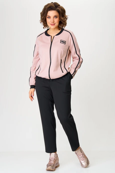 Брючный костюм AIRA style 24217 пудра+черный двойка #1