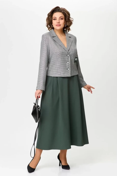 Юбочный костюм AIRA style 2417А Серо-зеленый двойка #1