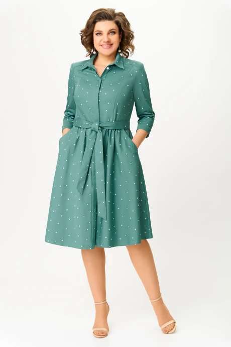 Платье Дали 5348А зелёный горох #1