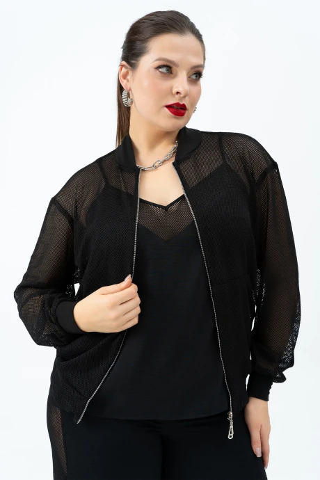 Бомбер из сетки ANDINA 516 черный #1