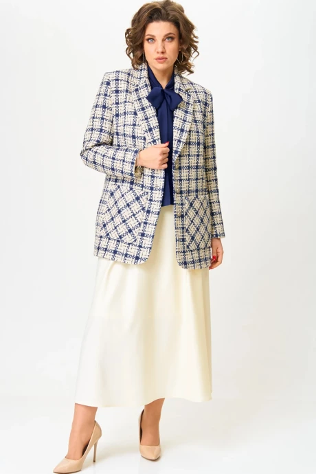 Юбочный костюм ANDINA CITY 9062-25 молочный + синий тройка #1