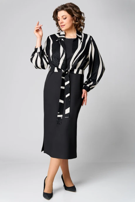 Костюм с платьем Мишель Стиль 1253 черно-молочный двойка #1