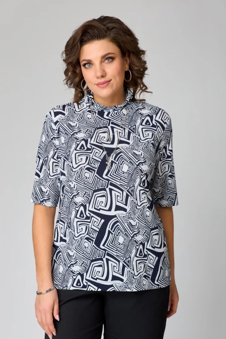 Джемпер (кофта) Bliss 8092 Синий, белый (принт лабиринт) #1