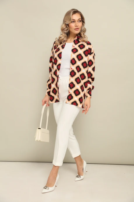 Брючный костюм LM К1440145 бордо и белый двойка #1