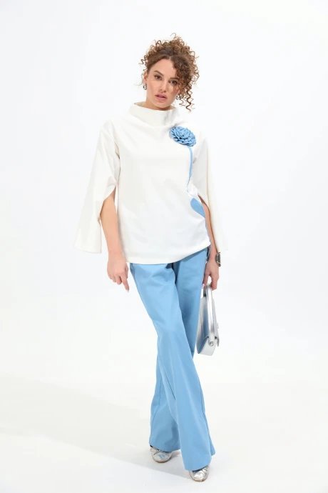 Джемпер (кофта) NikVa 923-4 молоко и голубой #1