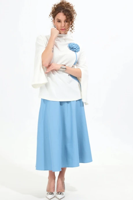 Юбочный костюм NikVa 952-2 молоко-голубой двойка #1