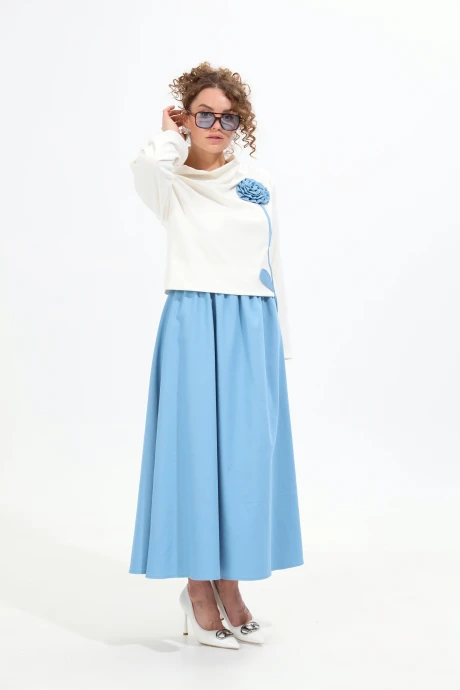 Платье NikVa 924-6 молоко и голубой #1