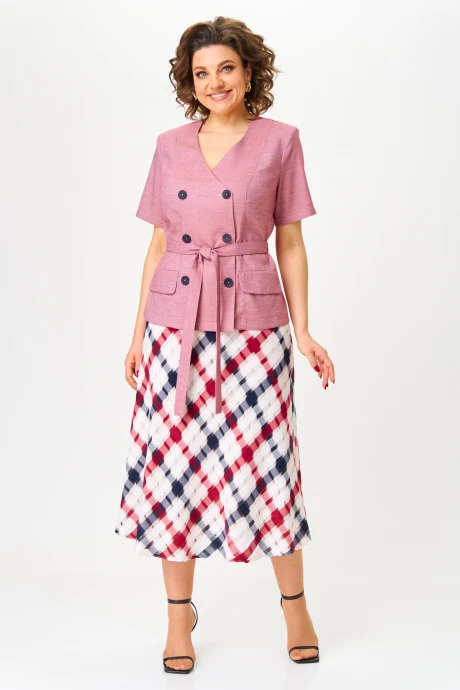 Юбочный костюм Anastasia Mak 1256 меланж+клетка двойка #1
