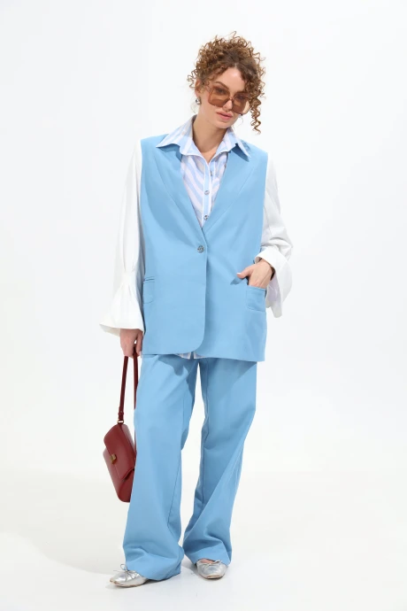 Жакет (пиджак) NikVa 951-3 молоко/голубой #1