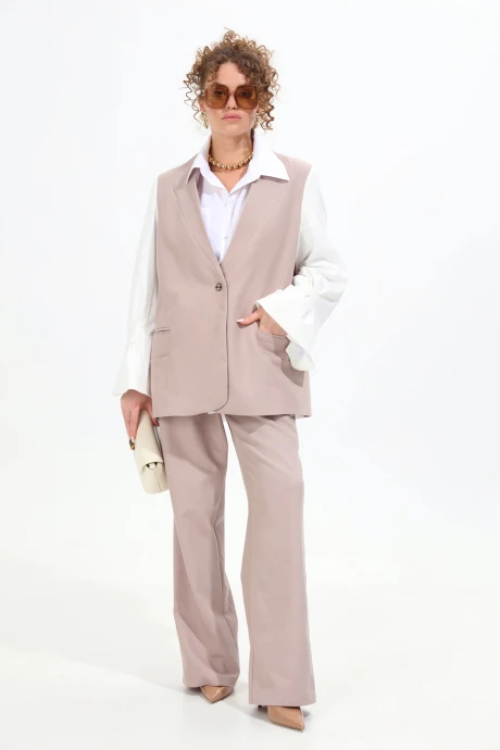 Брючный костюм NikVa 950-4 молоко-песок двойка #1
