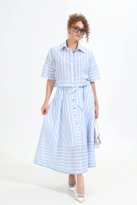 Юбка NikVa 813-11 бело-голубой полосы #1