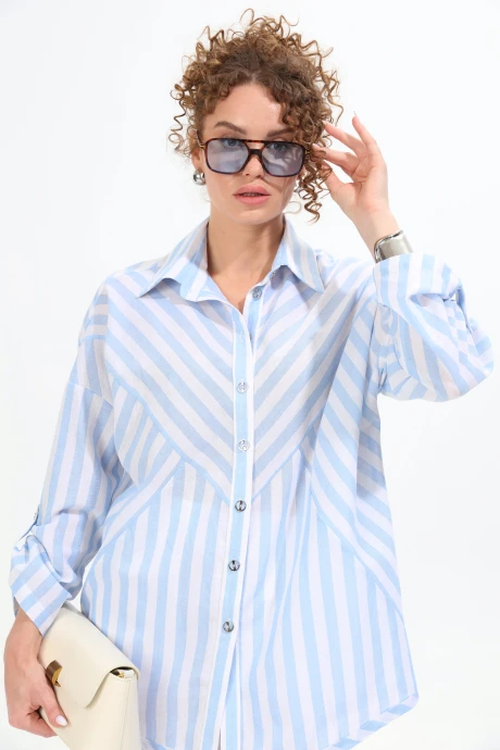 Рубашка NikVa 953-1 бело-голубые полосы #1