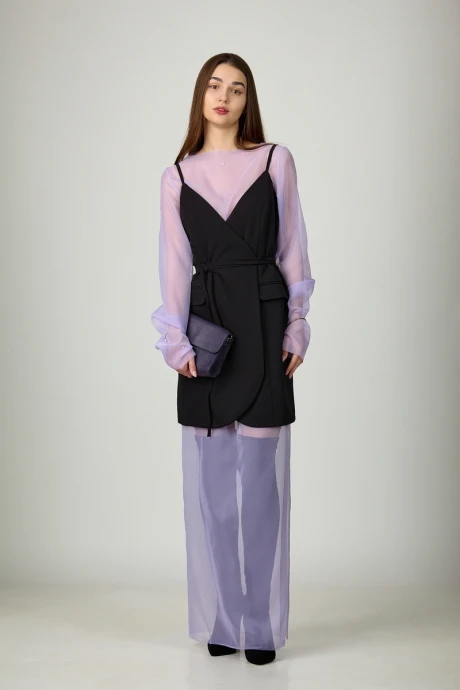 Платье Rosheli 1135/3 черный/сирень двойка #1