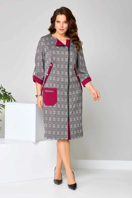 Платье *Распродажа Асолия 2695/1 серо-бордовый #1
