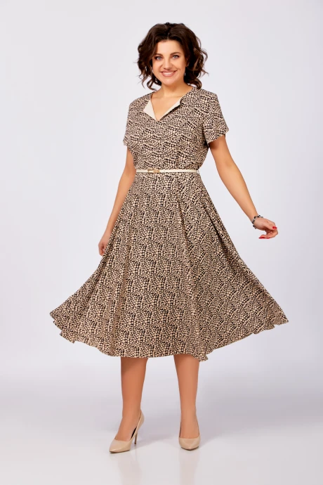 Платье Swallow 836 Принт «бежевые камушки на чёрном» #1