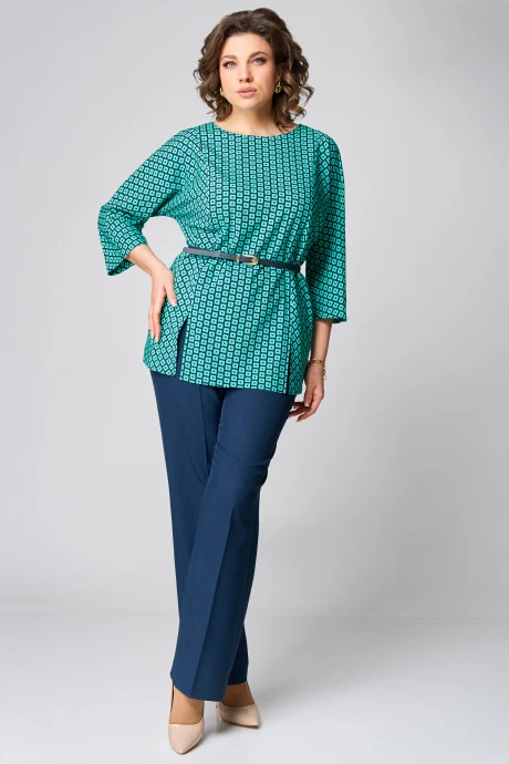 Брючный костюм Мишель Стиль 1254 бирюзово-синий двойка #1