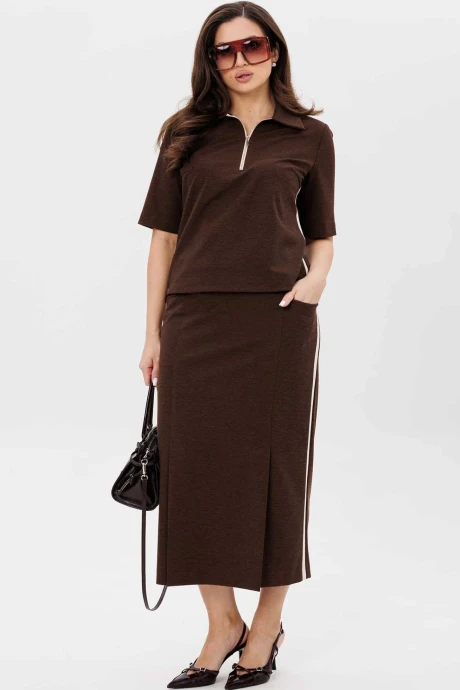 Юбочный костюм MisLana 1178 шоколад двойка #1