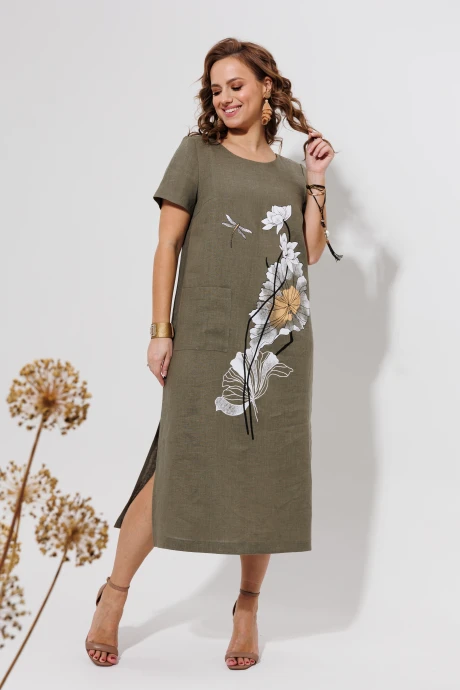 Платье Галеан-стиль 963 светлый хаки #1