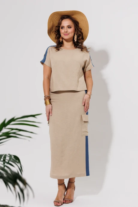 Юбочный костюм Галеан-стиль 964 беж двойка #1