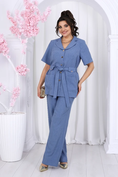 Брючный костюм Нинель Шик 7482 небесный тройка #1