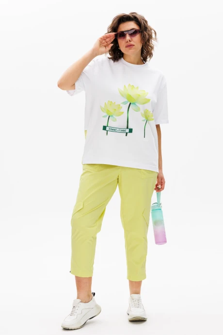 Брючный костюм Michel Chic М1414 белый, лимон двойка #1