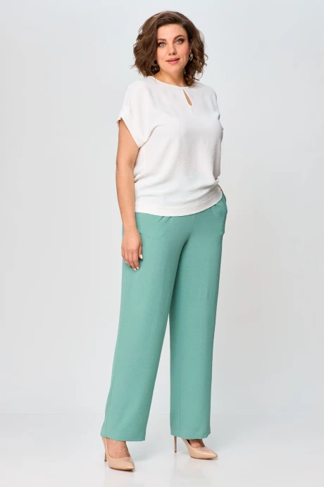 Брючный костюм СлавияЭлит 539 молочный+мята двойка #1