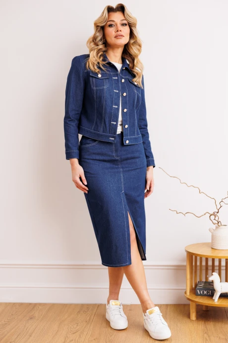 Юбочный костюм Мода-Юрс 2847 синий двойка #1