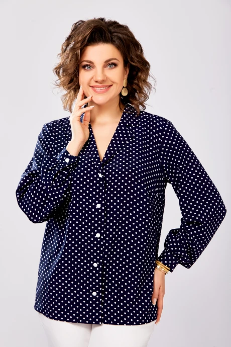 Блузка Swallow 842.1 Синий в белый горошек #1