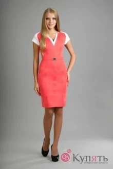 Платье EOLA 856 коралл с белой отделкой