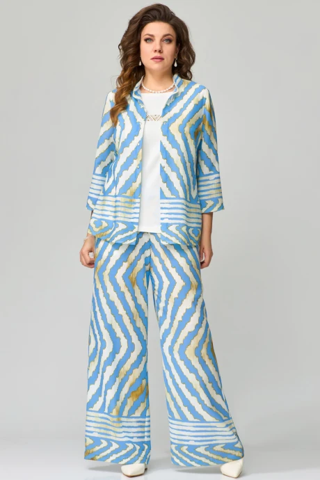 Брючный костюм FITA 1563 голубой тройка #1