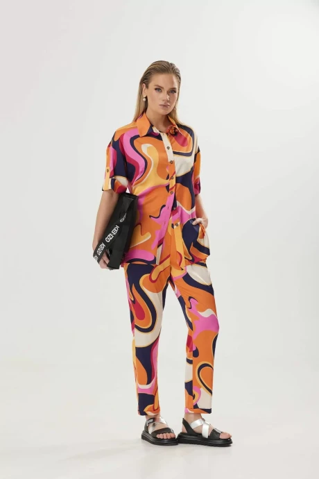 Брючный костюм Твой Имидж 1579-1 оранжевый мультиколор двойка #1