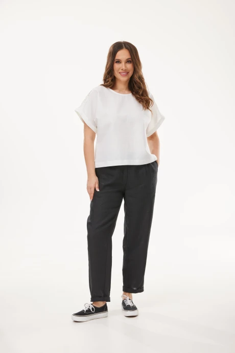 Брючный костюм Mirolia 1175+1155 Белый+Чёрный двойка #1