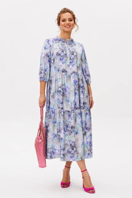 Платье Мублиз 257 голубое в цветы #1