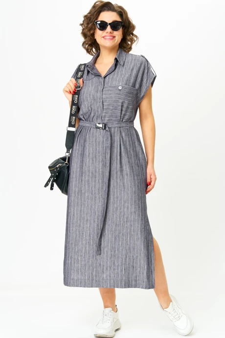 Платье Карина Делюкс 1289/1 серая полоска #1