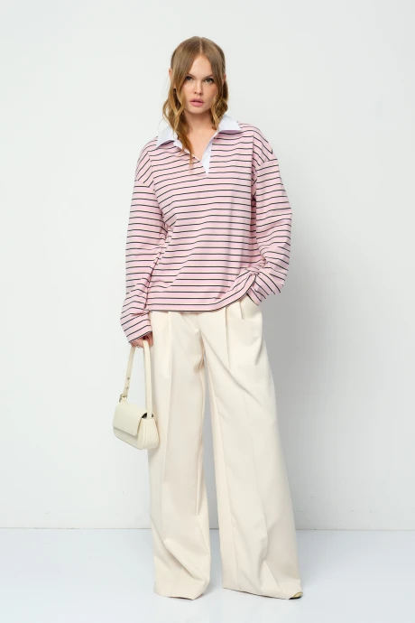 Брючный костюм PiRS 5859 розовый /айвори двойка #1