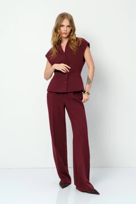 Брючный костюм PiRS 5873 марсала двойка #1