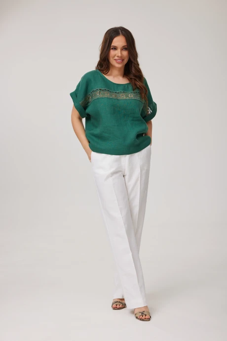 Брючный костюм Mirolia 1253+1153 Бирюза + белый #1